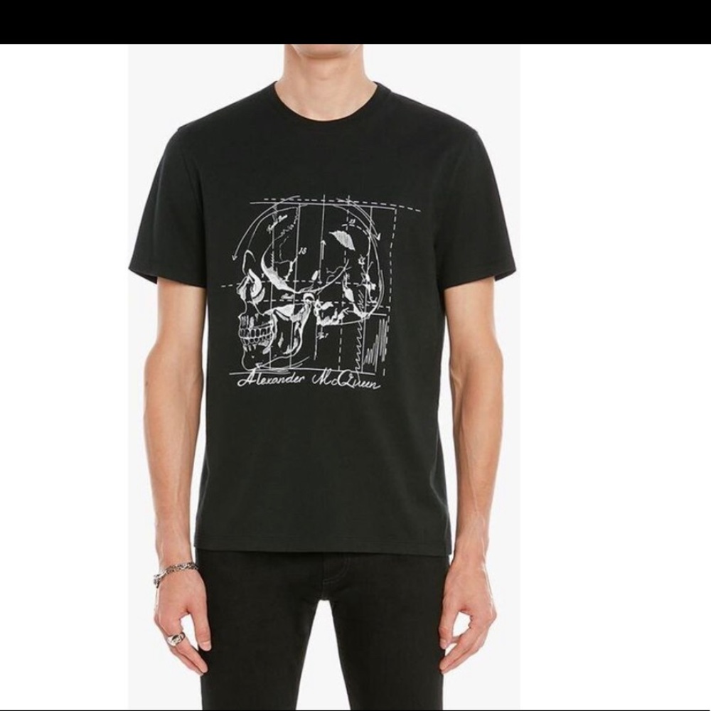 Alexander McQueen black cotton T-shirt with skull print size large NEW